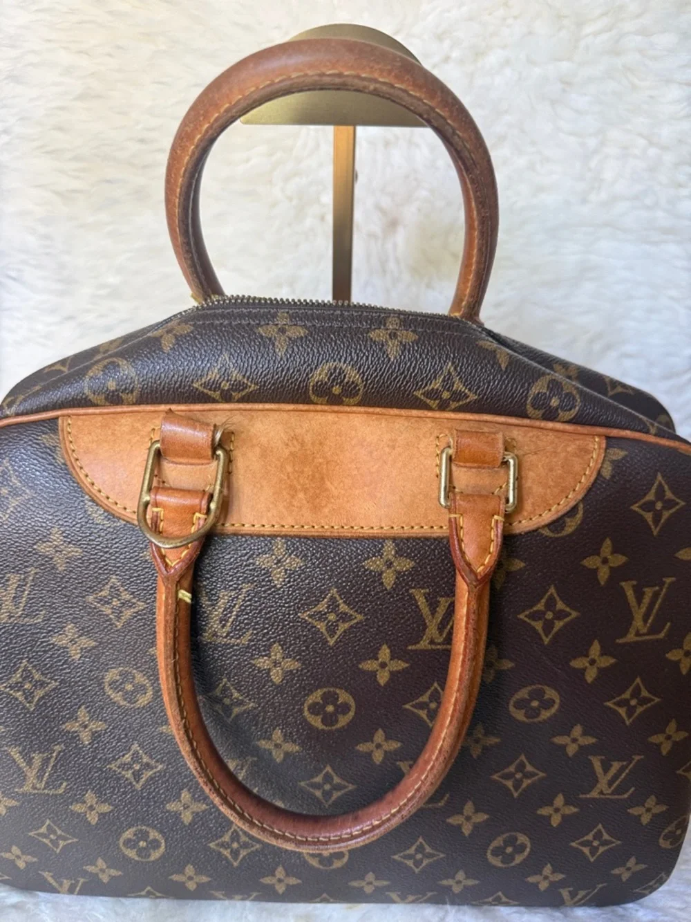 Louis Vuitton Monogram Deauville Top-Handle Satchel in Brown and Tan